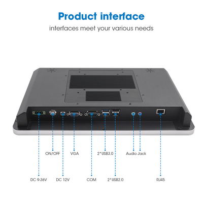 256G SSD 8GB Μνήμη 350 Nits Industrial Touch Screen Panel Πικ με VGA COM USB RJ45 Audio JACK